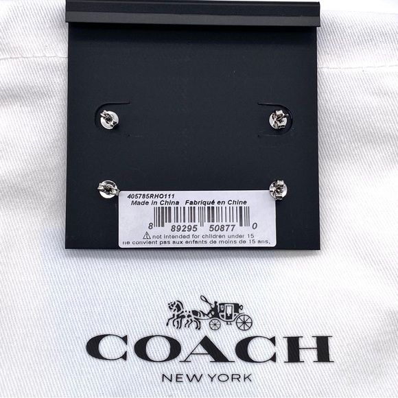 NWT Coach Signature C & Stone Stud Earrings Set - Picture 11 of 15